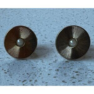Vintage 1960s Hickok USA Men’s Unisex Cufflinks Goldtone Pearl